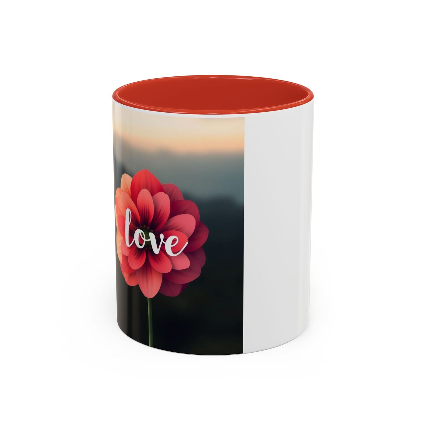 Red Flower Accent Coffee Mug (11, 15oz)