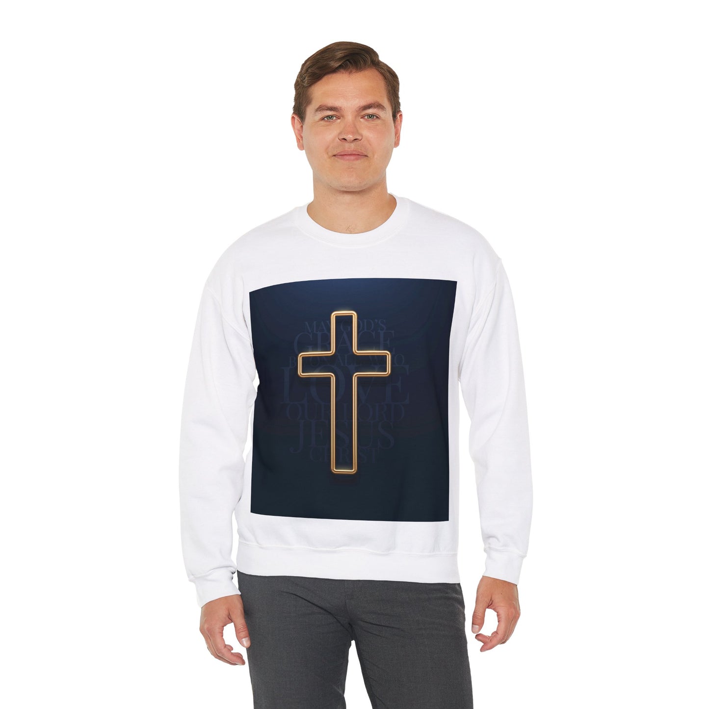 Cross Front  Unisex Heavy Blend™ Crewneck Sweatshirt