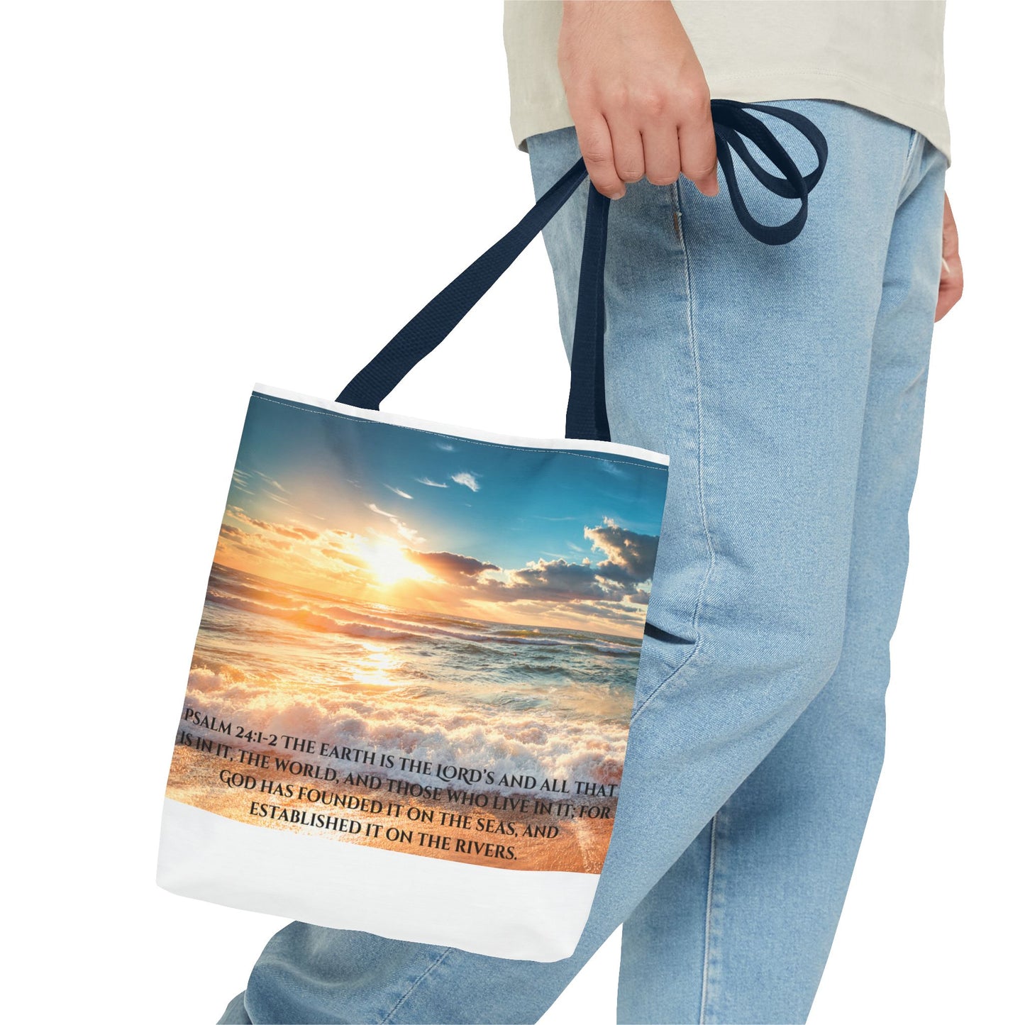 Psalms 24:1-2 Tote Bag (AOP)