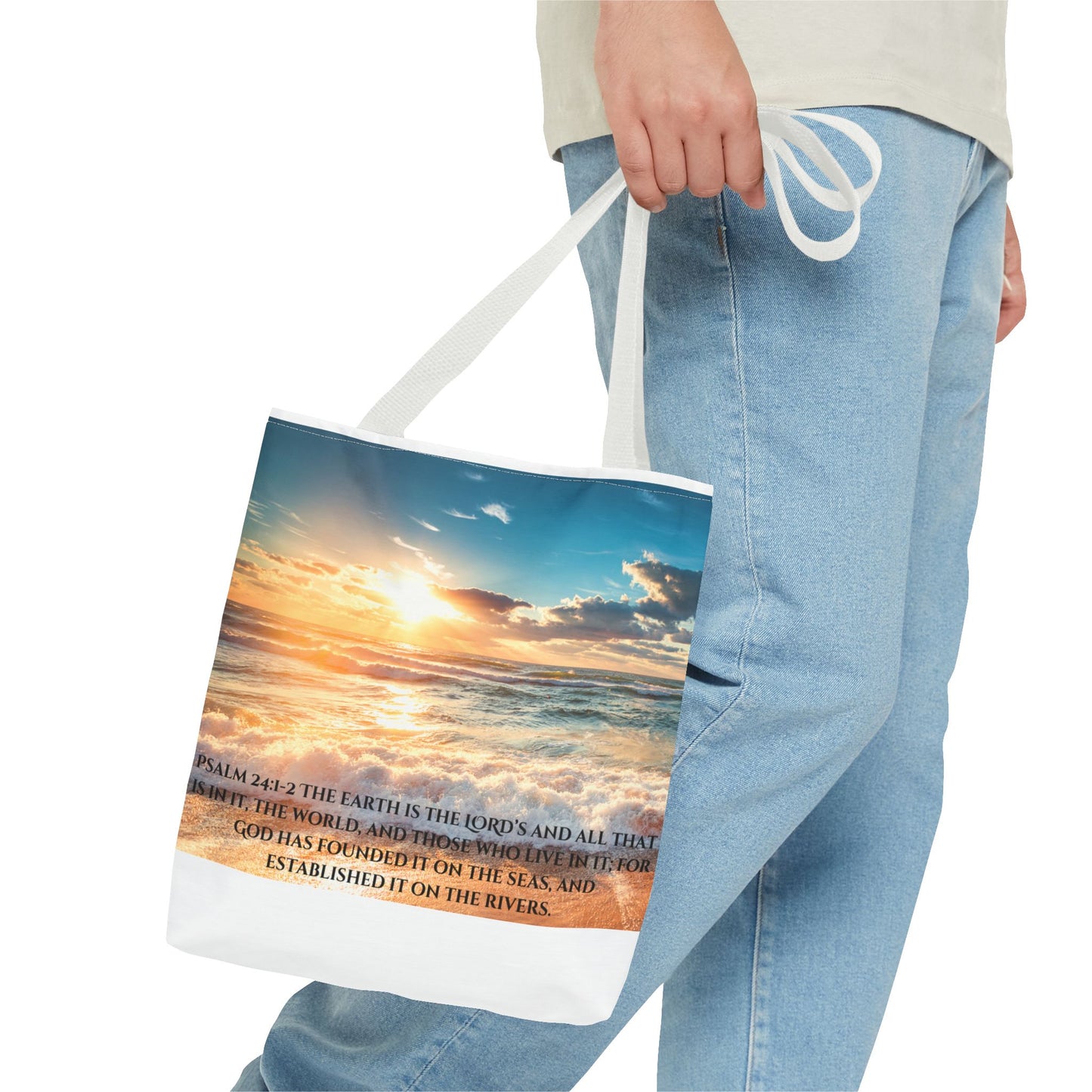 Psalms 24:1-2 Tote Bag (AOP)