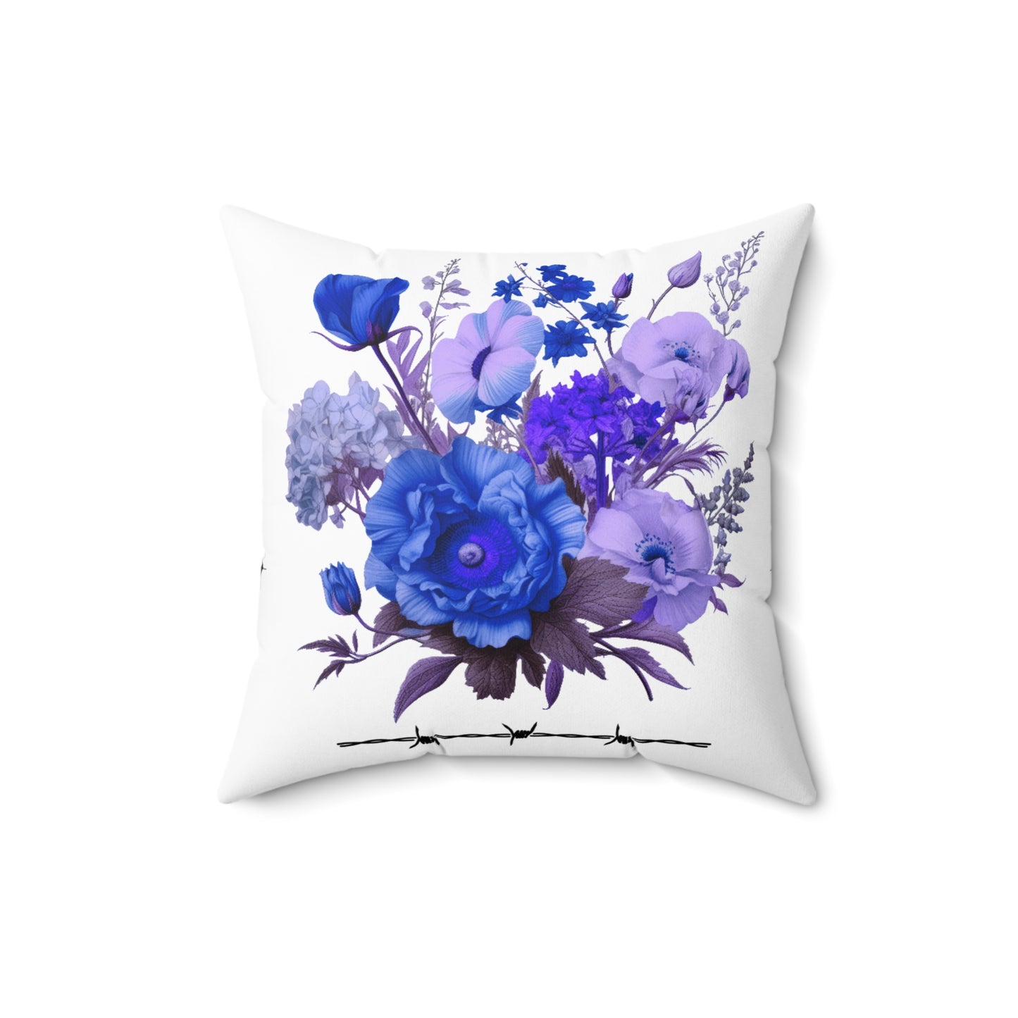 Purple Floral  Spun Polyester Square Pillow