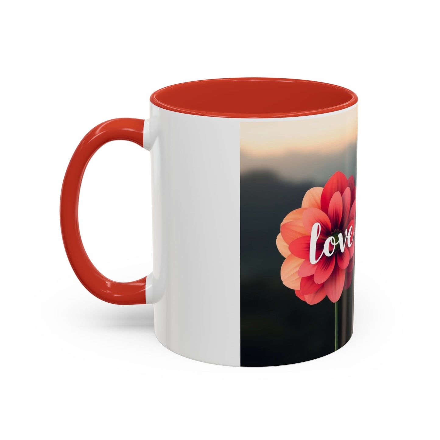 Red Flower Accent Coffee Mug (11, 15oz)