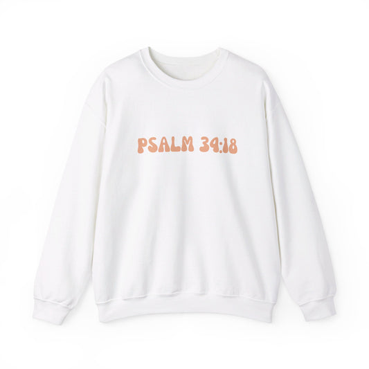 Psalm 34:18 Unisex Heavy Blend™ Crewneck Sweatshirt