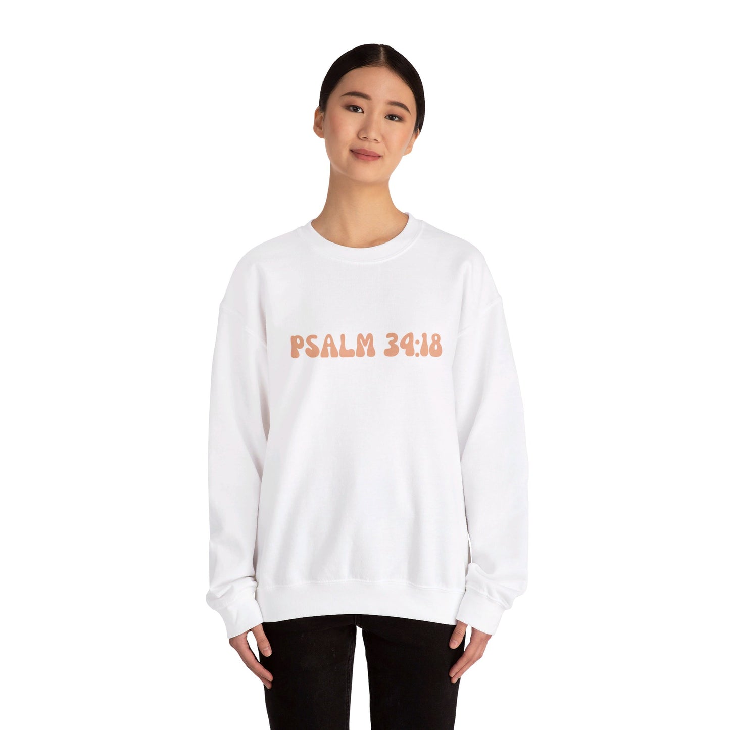 Psalm 34:18 Unisex Heavy Blend™ Crewneck Sweatshirt