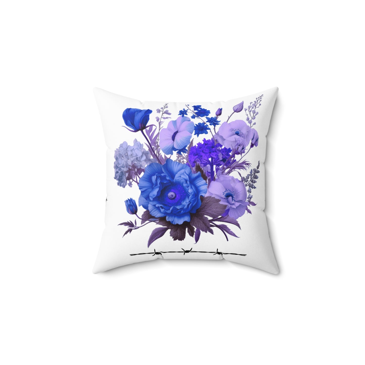 Purple Floral  Spun Polyester Square Pillow