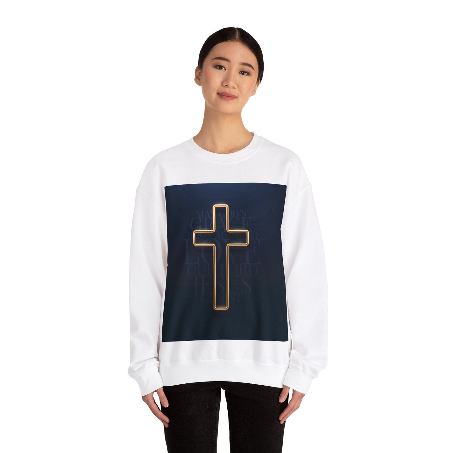 Cross Front  Unisex Heavy Blend™ Crewneck Sweatshirt